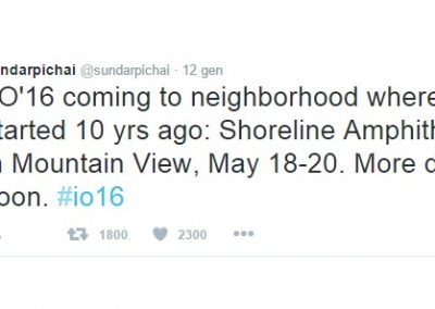 Sundar Pichai, Ceo Google, annuncia le date di Google I/O 2016