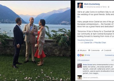 Mark Zuckerberg, Priscilla Chan e e Daniel Ek a Como