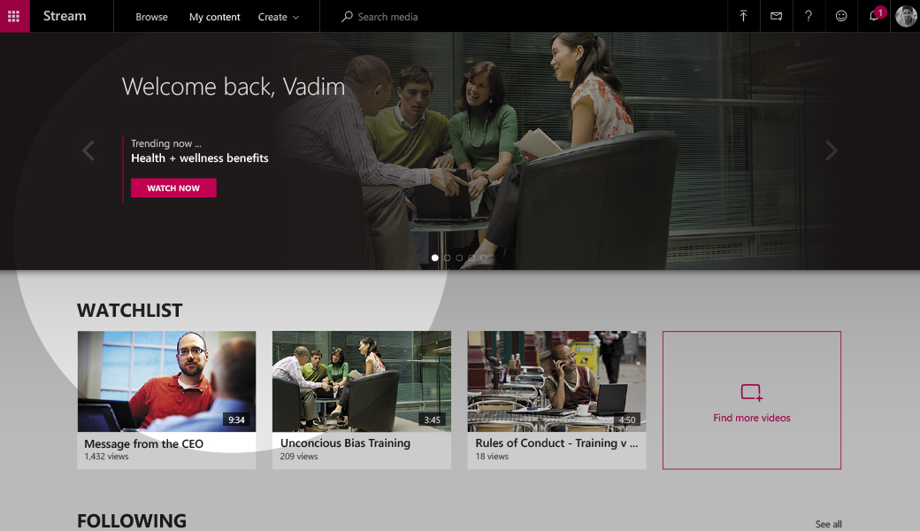 Microsoft Stream, il servizio video dedicato al business