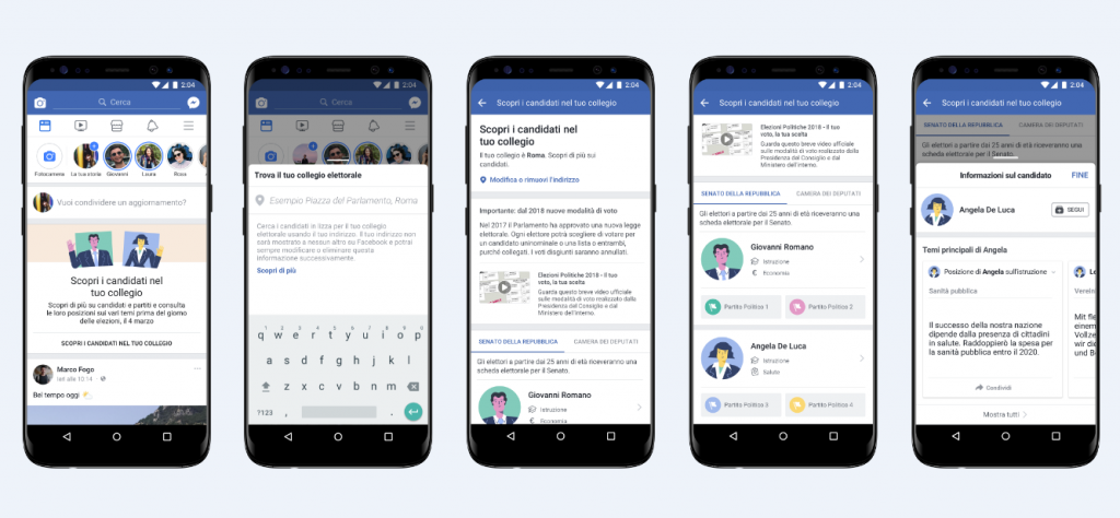 candidati facebook elezioni