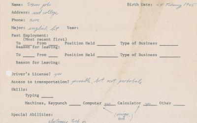 Ecco la prima domanda di lavoro di Steve Jobs: venduta a  142mila euro