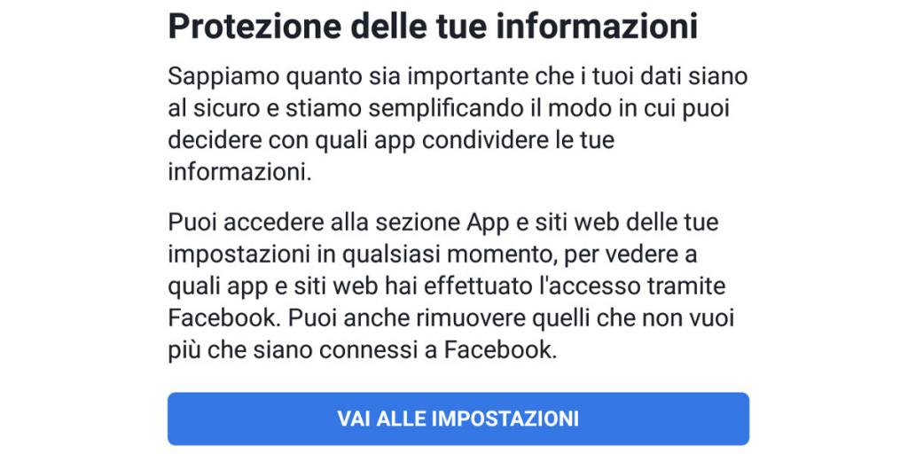 Notifica Facebook privacy