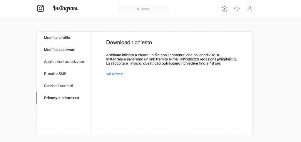 come fare il download dati da instagram