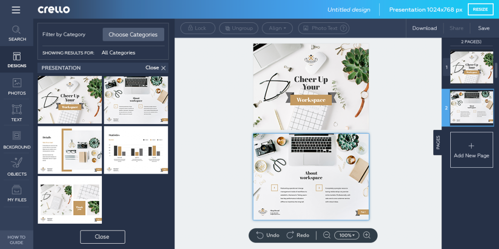 Crello design multi-pagina