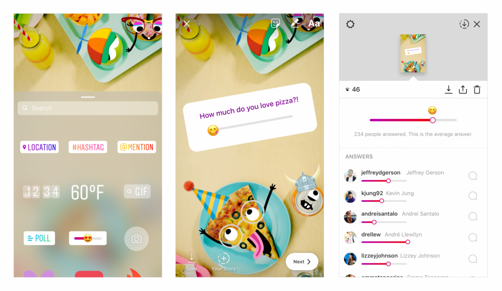 Instagram presenta gli adesivi con emoji a scorrimento