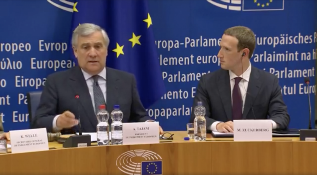 Zuckerberg al Parlamento Europeo