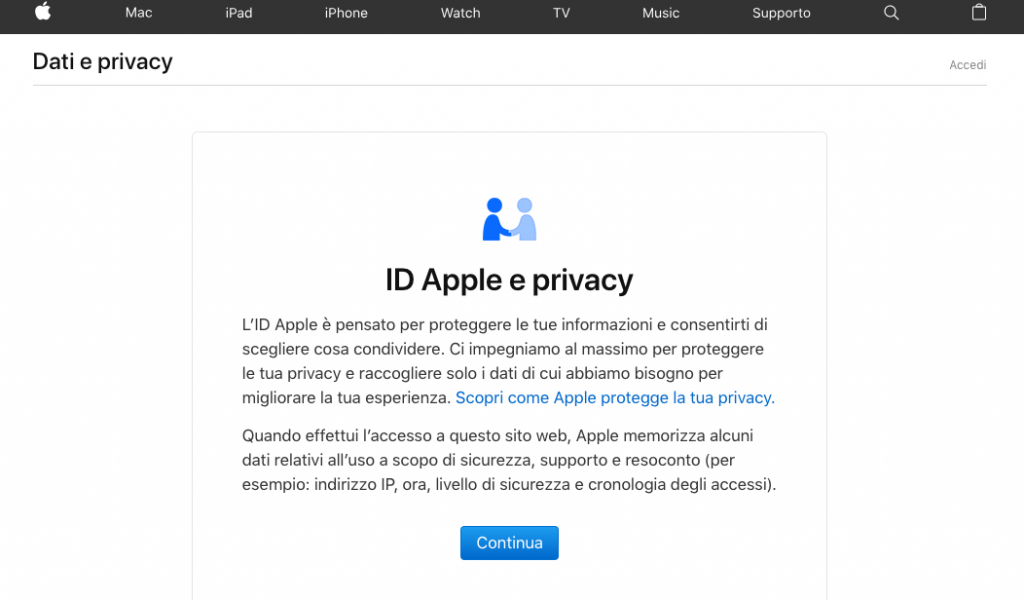 copia dei dati apple