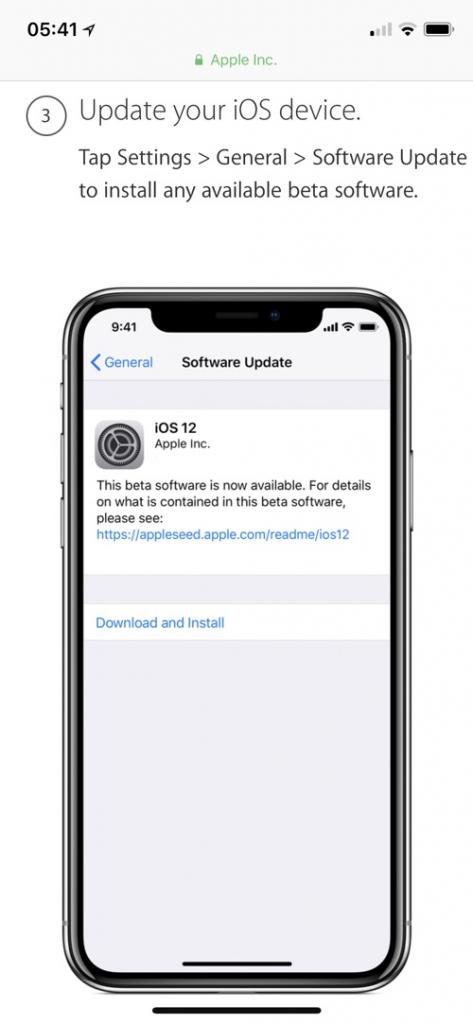 scaricare installare ios 12 beta