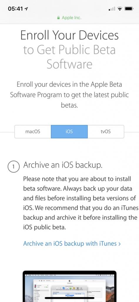 scaricare installare ios 12 beta