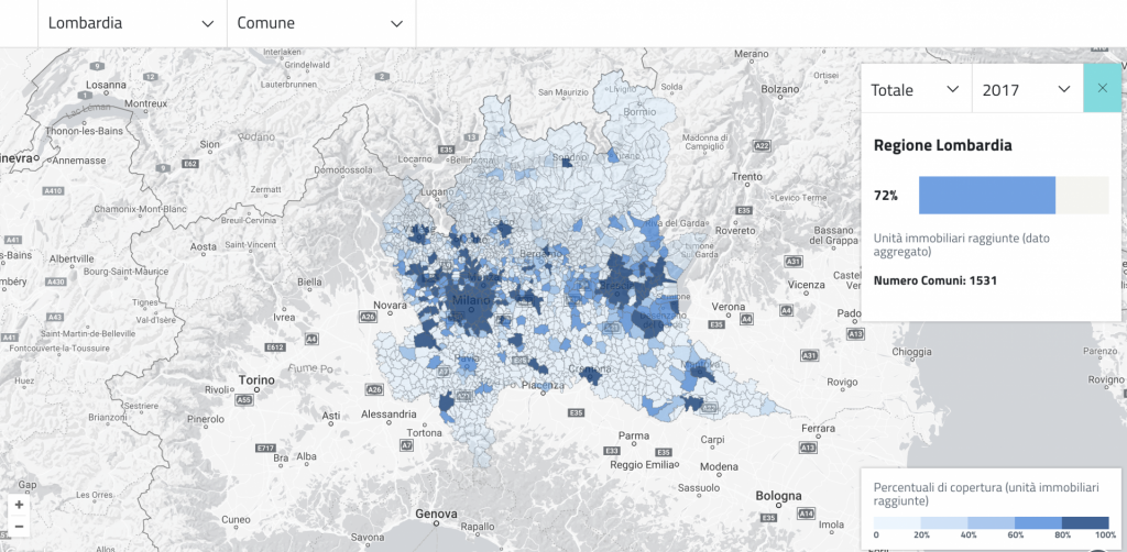 mappa copertura banda larga italia - lombardia