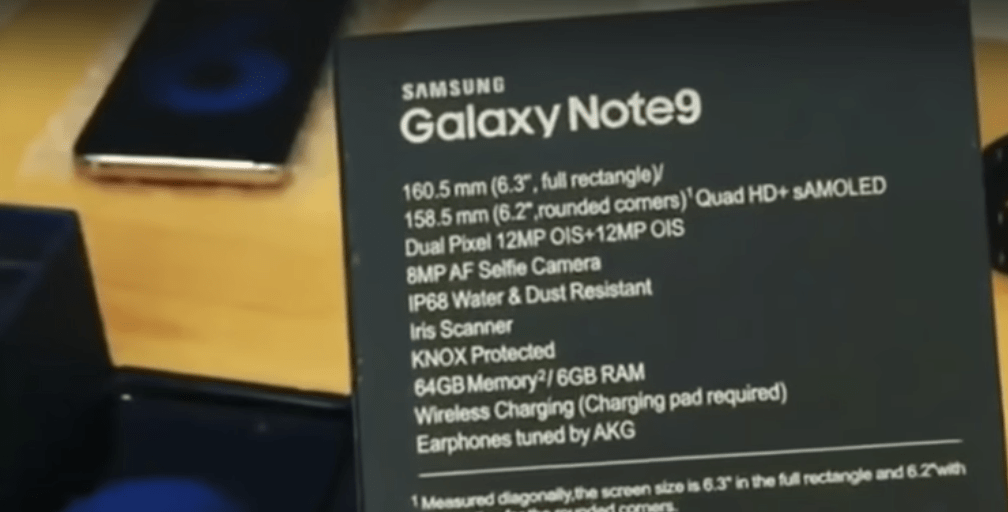 Samsung Galaxy Note 9 caratteristiche tecniche