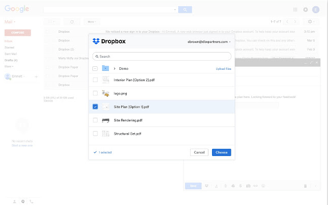 Dropbox per Gmail, come funziona il plugin per gestire tutti i file