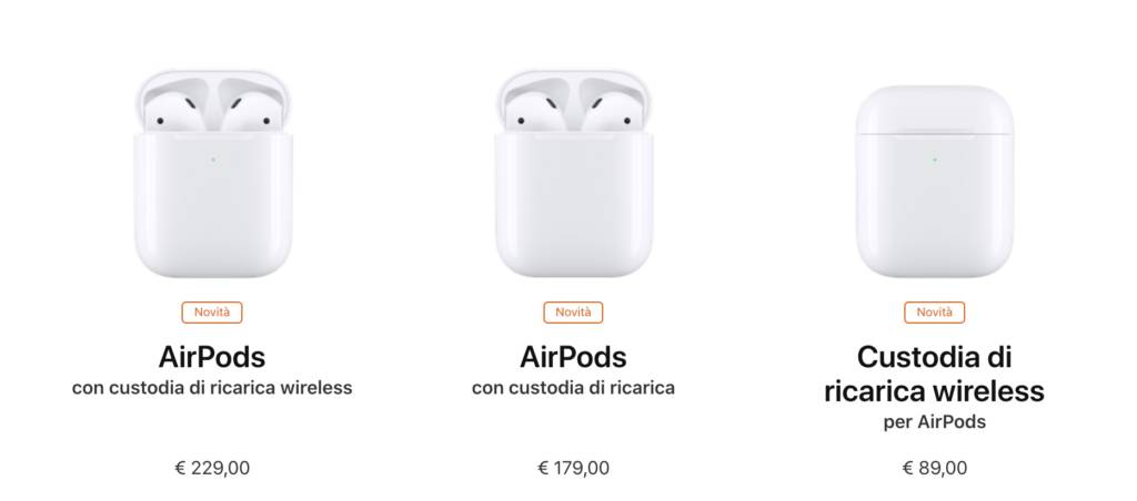 Nuovi AirPod prezzo