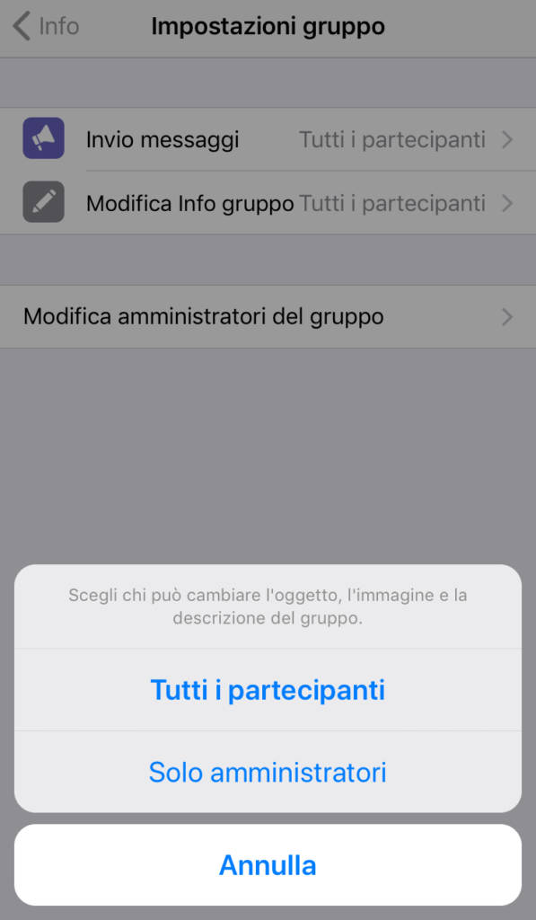 gestione amministratore gruppo whatsapp