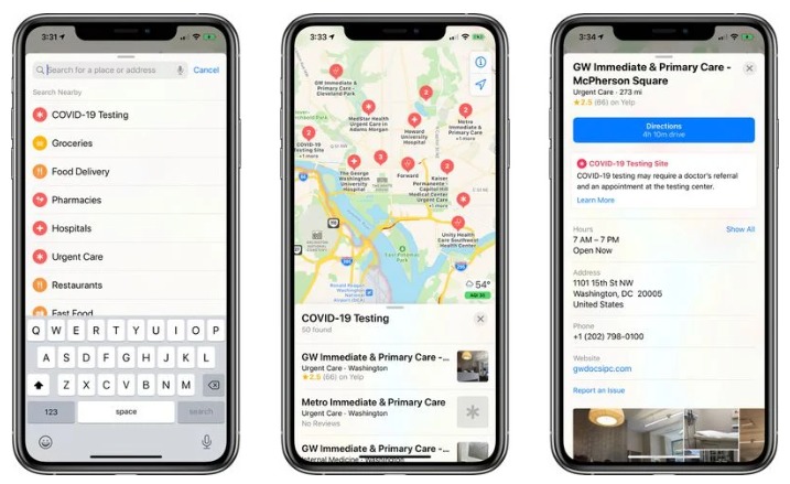 Coronavirus: Mappe di Apple mostra le sedi dei test COVID-19