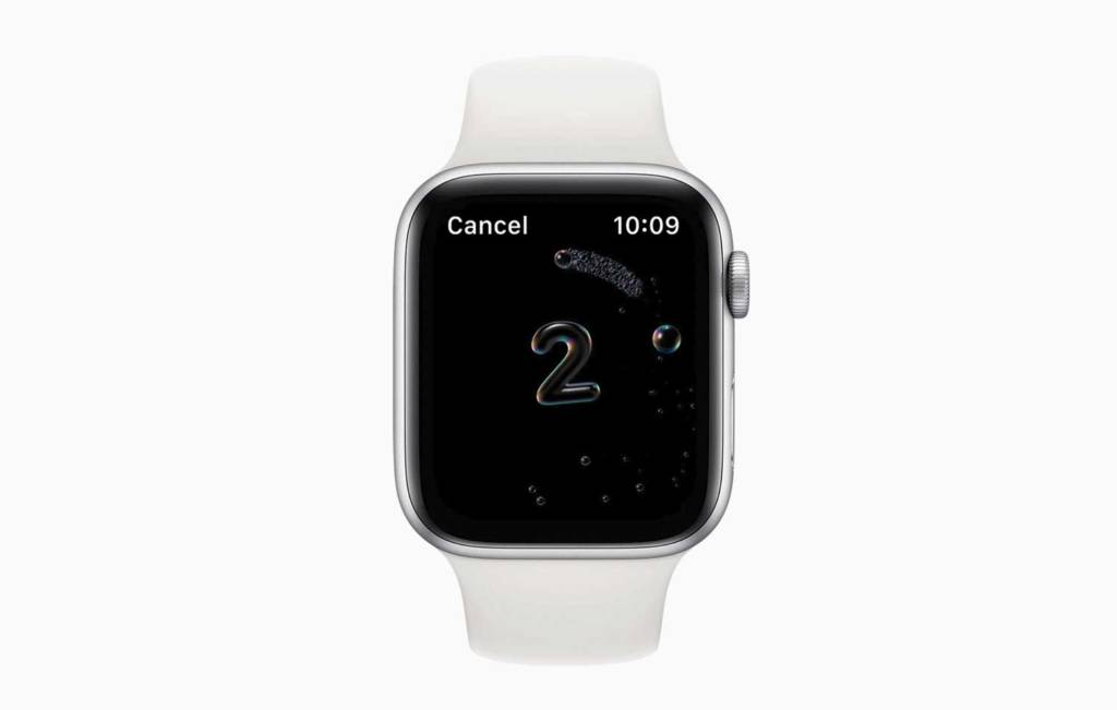 watchOS 7 lavaggio mani countdown