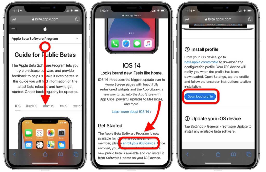 Download beta iOS 14 sito web Apple