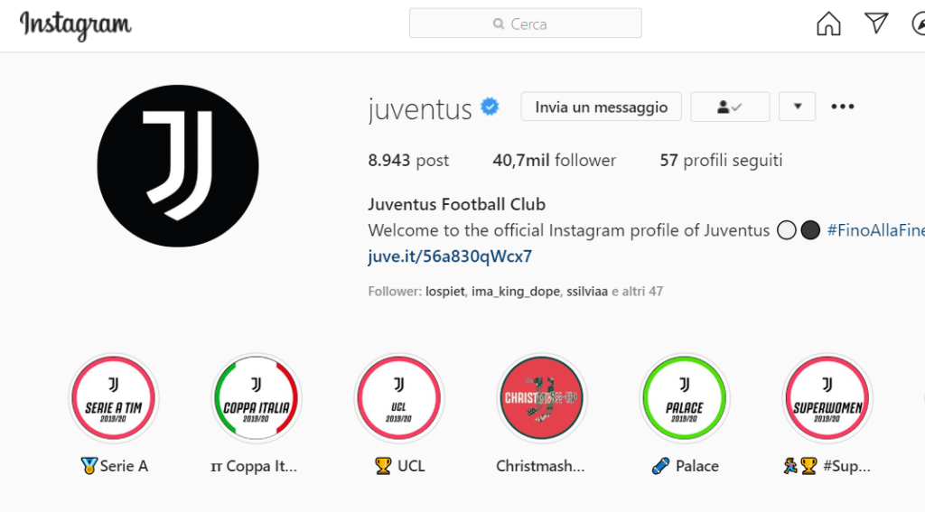 juventus brand italiano più seguito su instagram