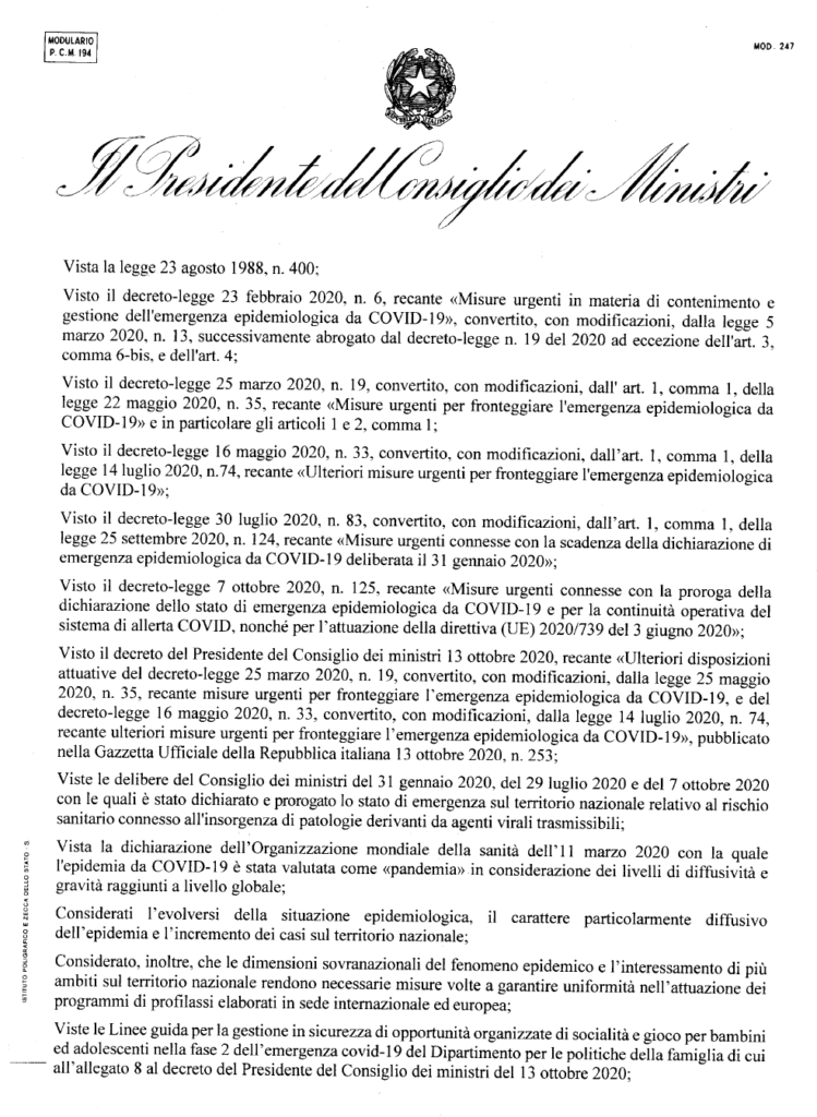 Nuovo Dpcm 18 ottobre pdf