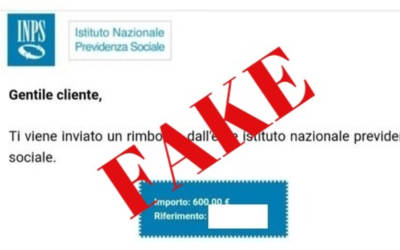 Bonifico 600 euro Inps, attenzione alla truffa con la falsa mail