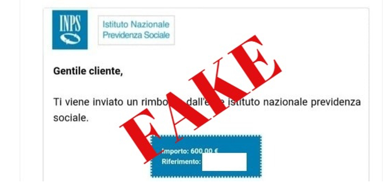 Bonifico 600 euro Inps, attenzione alla truffa con la falsa mail