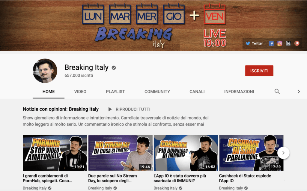 migliori youtuber italiani Bracking Italy