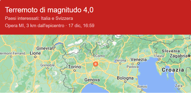 Terremoto a Milano: arriva dall’Africa e Google lo ha rivelato usando gli smartphone