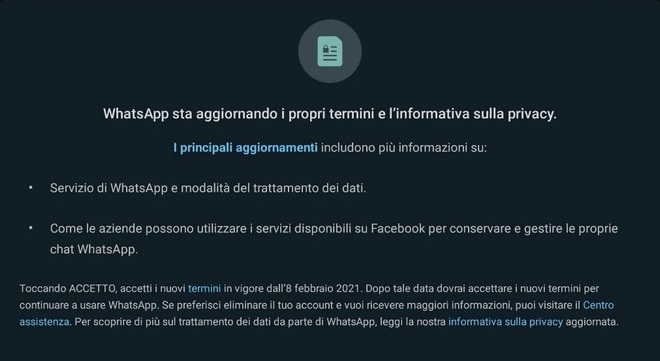 nuova regola privacy su whatsapp