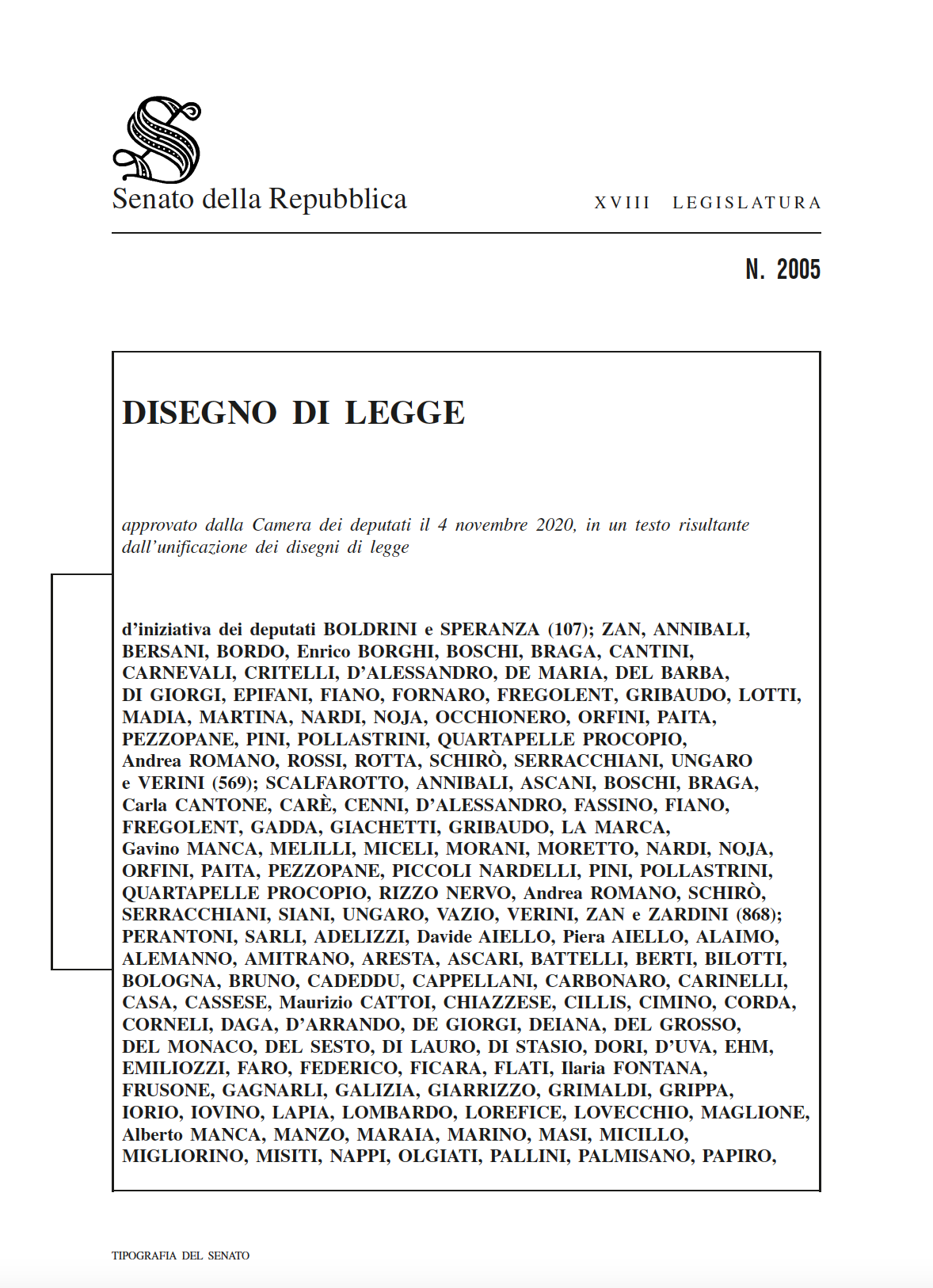 Ddl Zan testo completo PDF