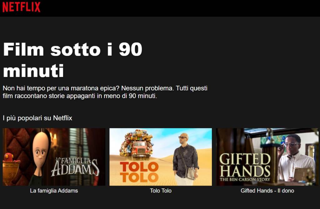 Netflix lancia i film brevi