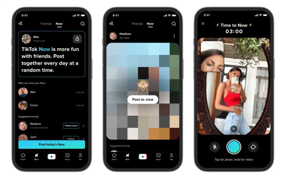 TikTok Now, lanciato il clone di BeReal