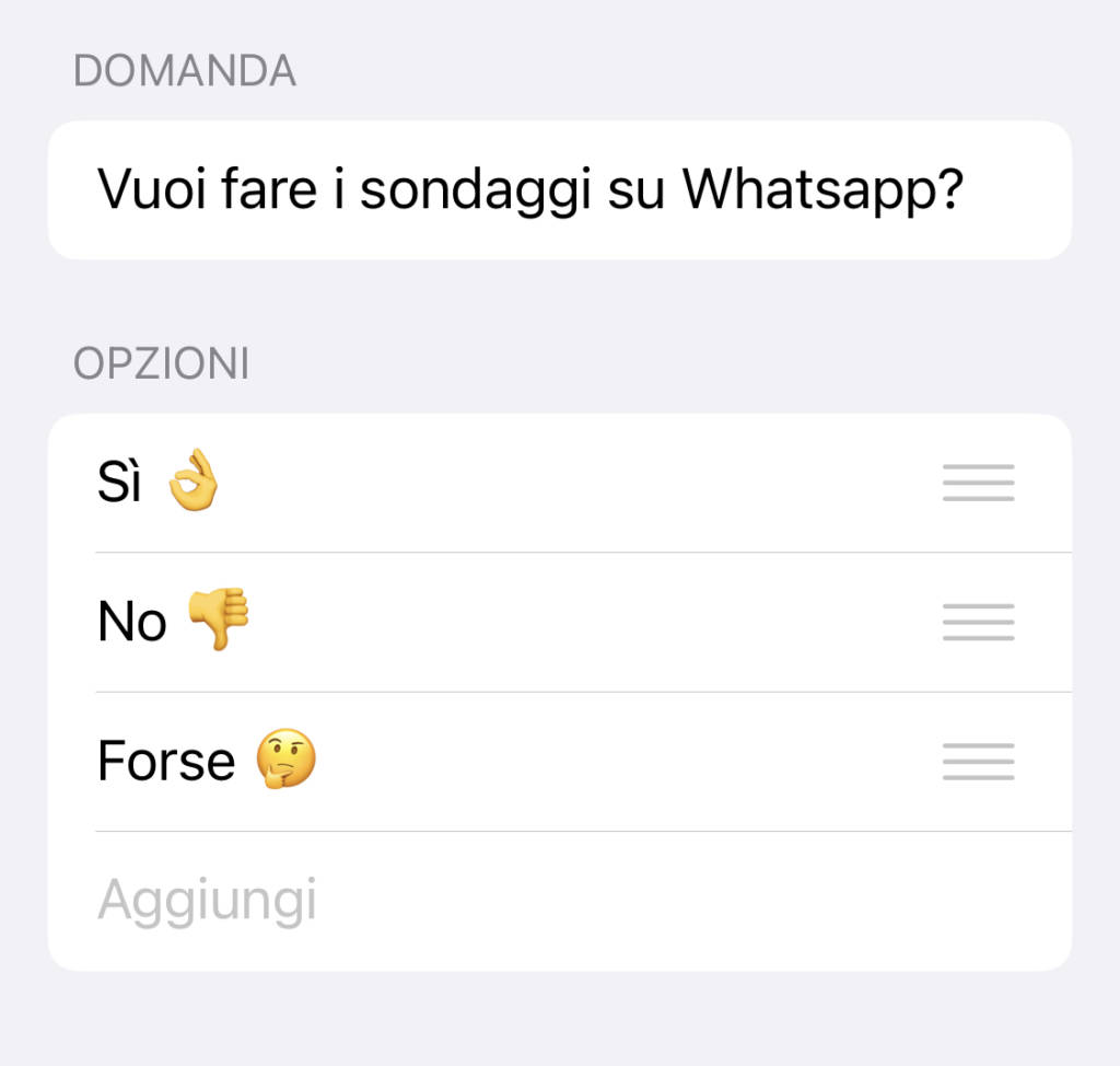 SONDAGGI SU WHATSAPP