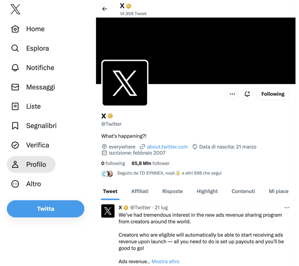 nuovo Logo Twitter X