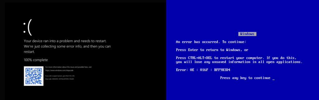 Blue Screen Of Death - Black Screen Windows